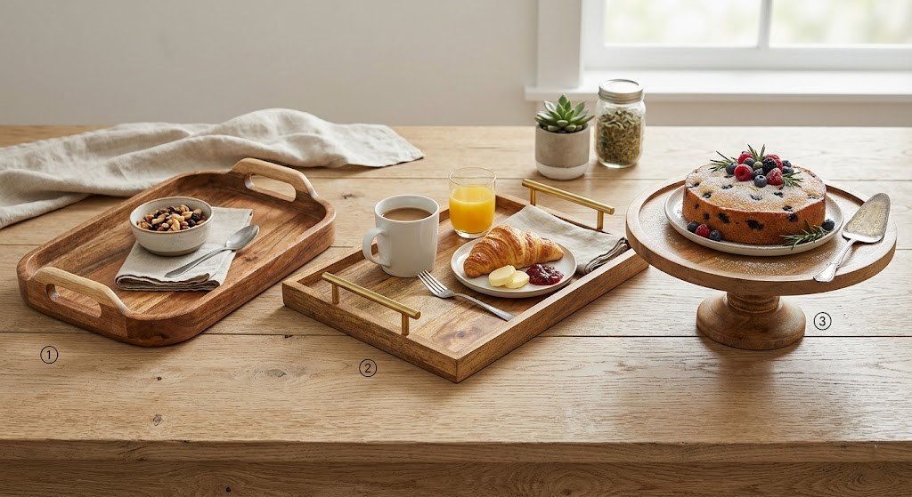 The Morning Glory Acacia Serving Set
